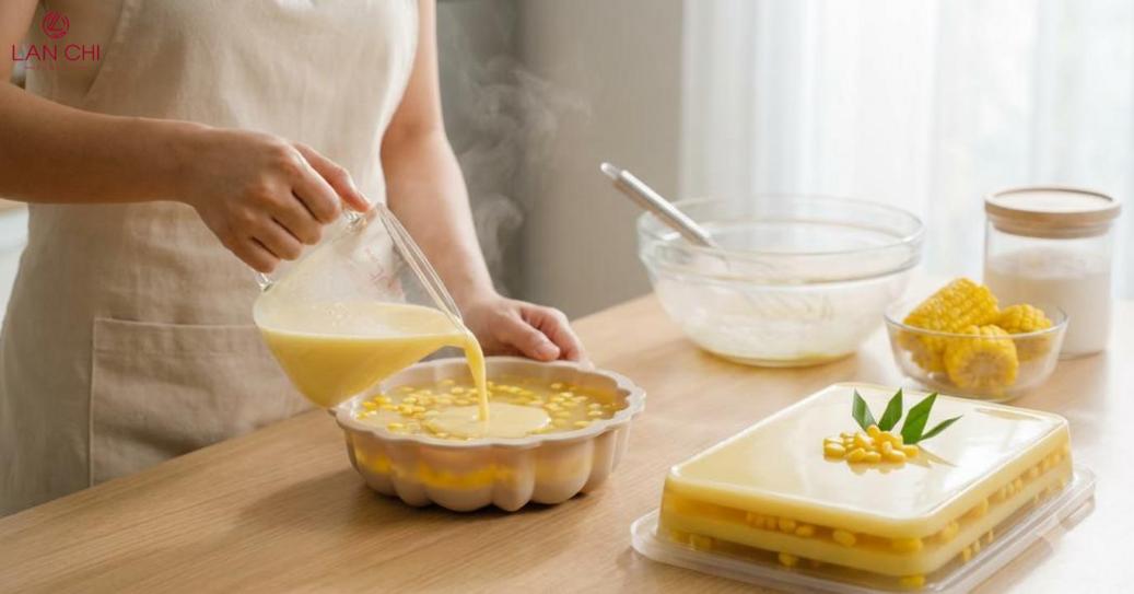 Cách đổ khuôn, trang trí và bảo quản rau câu bắp đẹp mắt
