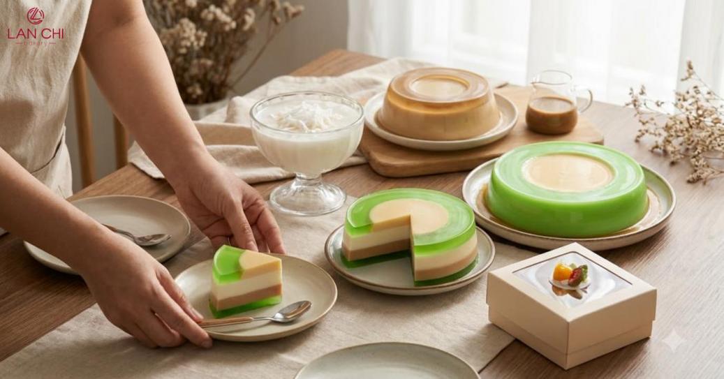 Biến tấu rau câu flan đa dạng, đẹp mắt, dễ thưởng thức.