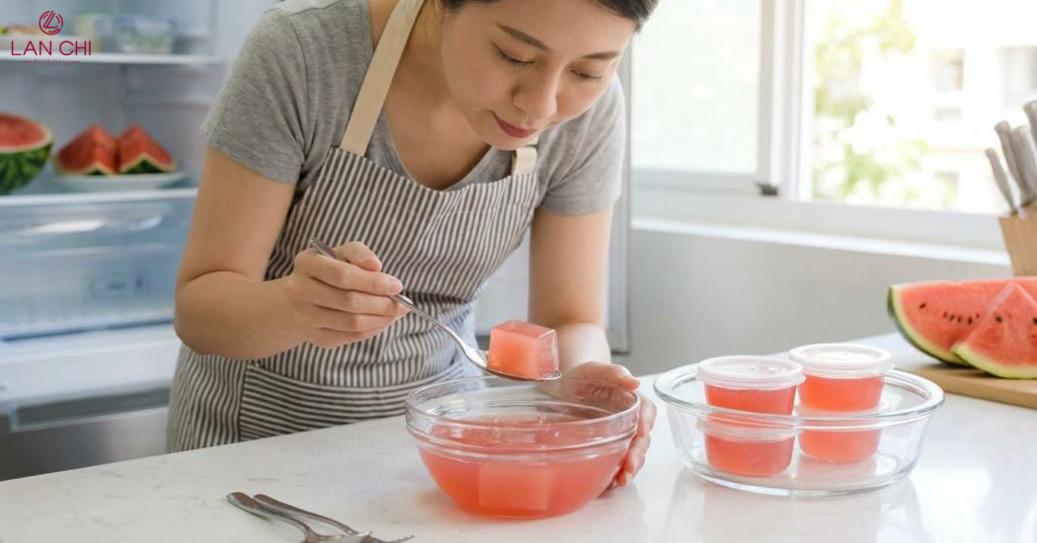 Thạch bở, tách nước: điều chỉnh tỷ lệ, lọc kỹ, bảo quản đúng.
