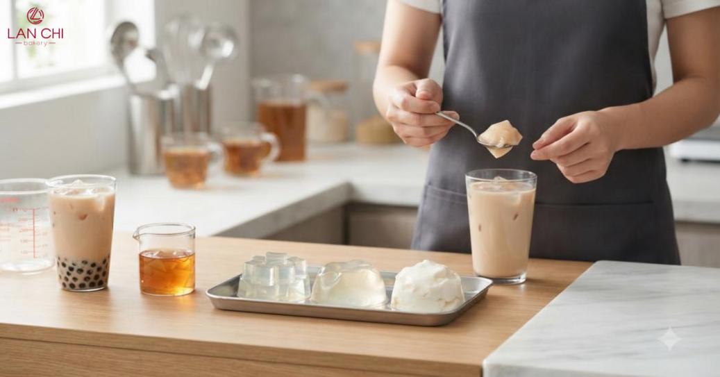 Cách làm thạch trà sữa, ưu tiên nền thạch phù hợp độ giòn, dẻo và loại trà sữa