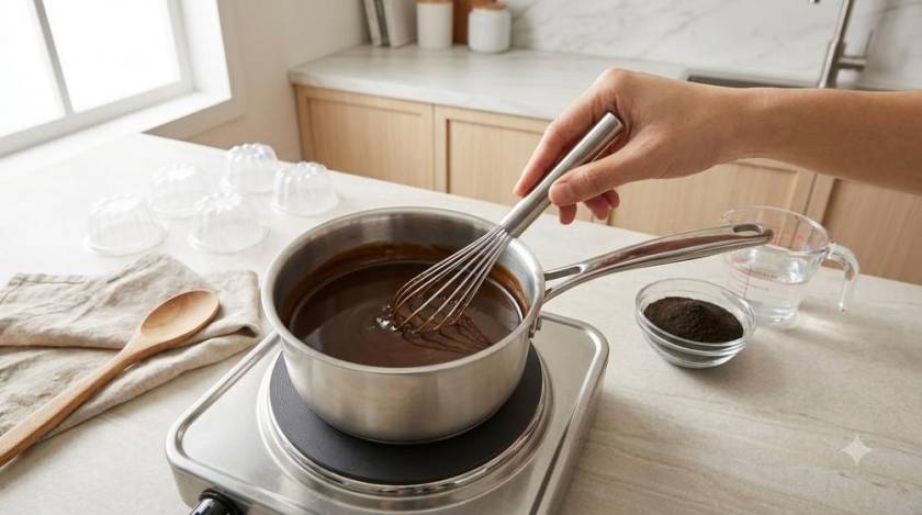 Cách nấu bột thạch đen không vón, đông ổn định tại nhà