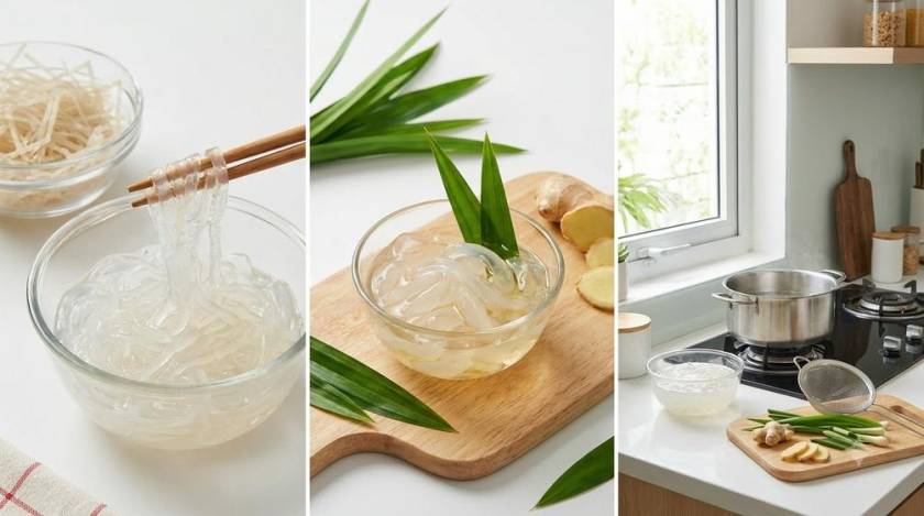 Cách nấu rau câu sợi khô giòn dai, trong mát, không tanh