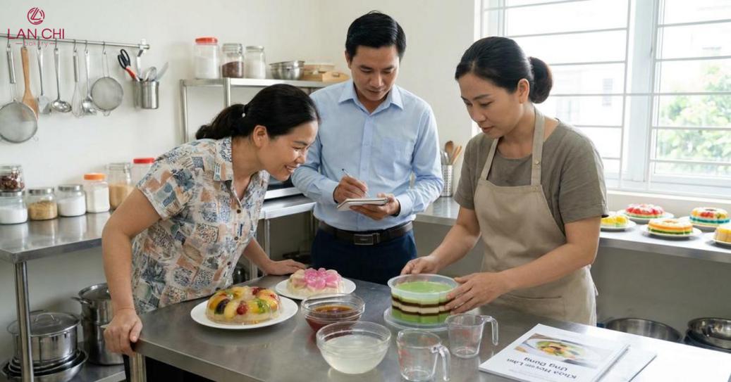Lớp dạy làm rau câu tại LAN CHI BAKERY phù hợp với mẹ bỉm và nhân viên văn phòng muốn học làm món tráng miệng, nhận đơn tại nhà hoặc phát triển nghề tay trái. Lớp dạy làm rau câu tại LAN CHI BAKERY phù hợp với mẹ bỉm và nhân viên văn phòng muốn học làm món tráng miệng, nhận đơn tại nhà hoặc phát triển nghề tay trái.